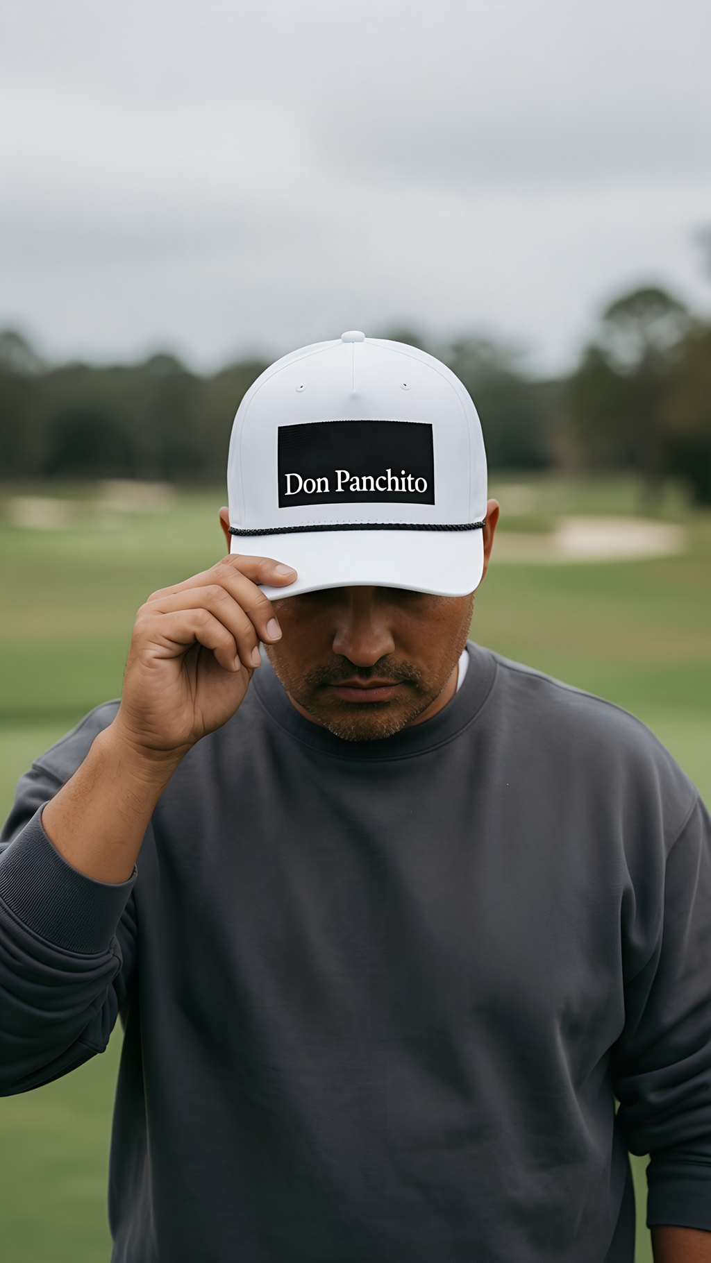 BLACK RECTANGLE + ICON on white rope hat