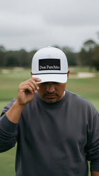 BLACK RECTANGLE + ICON on white rope hat