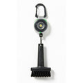 Mini Golf Brush with Clear Retractable Carabiner Keychain Clip and Color Kevlar Cord (green cord)