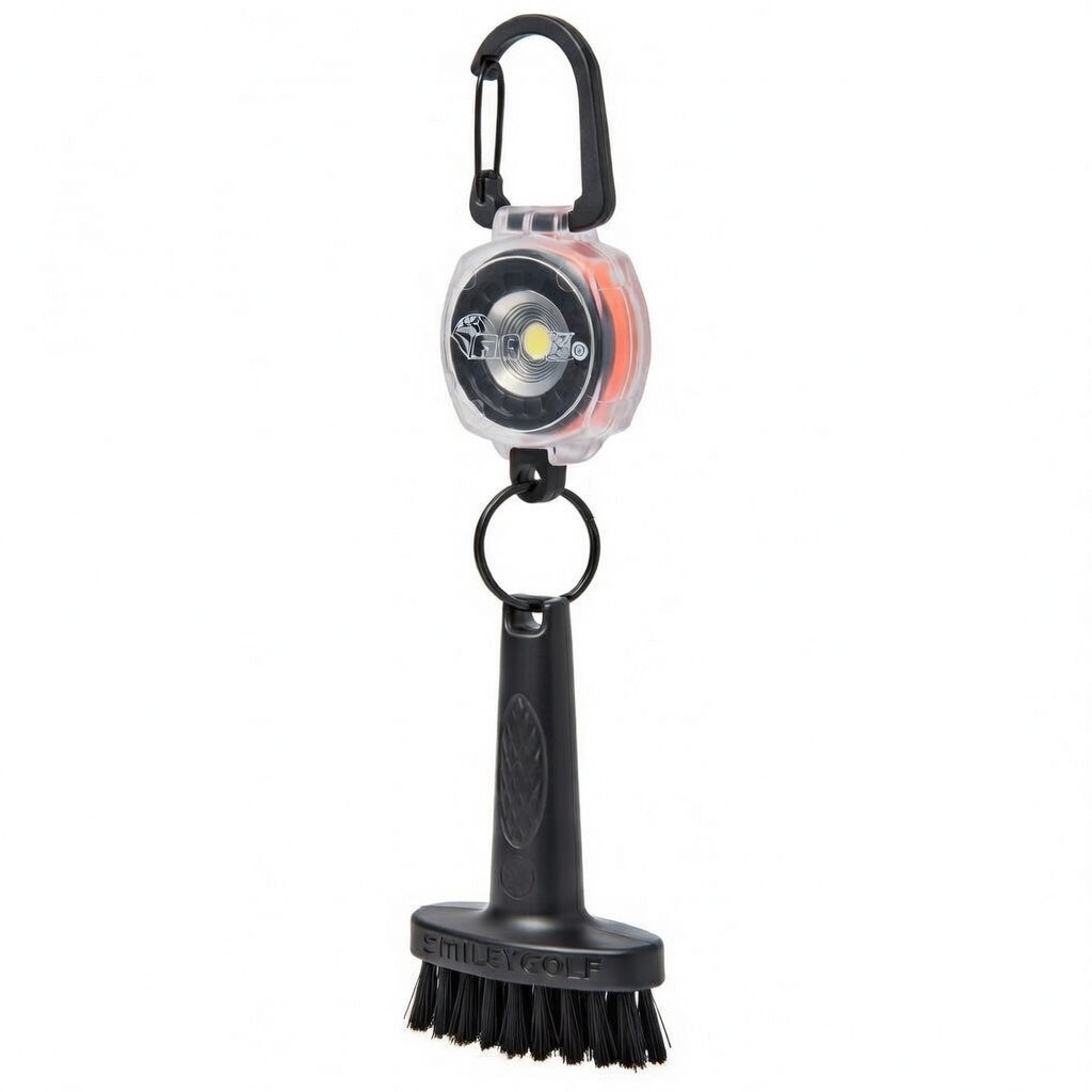 MINI GOLF BRUSH with CLEAR KEY-BACK© SIDEKICK BELT CLIP