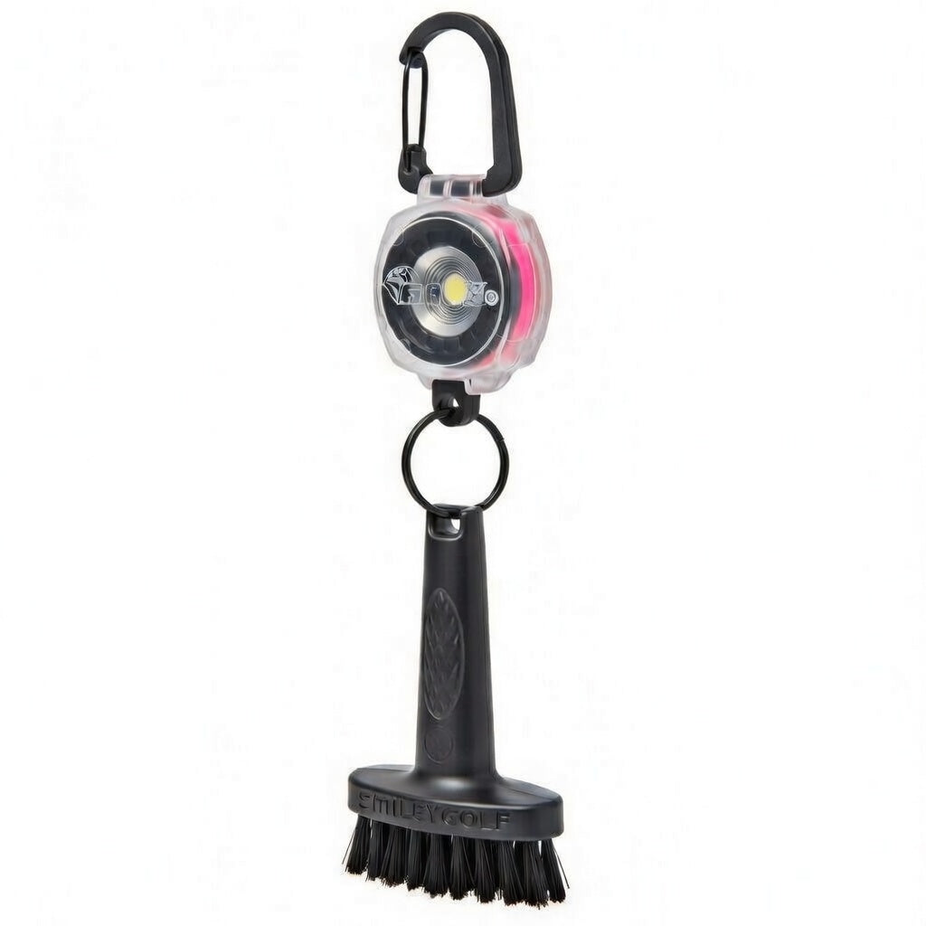 MINI GOLF BRUSH with CLEAR KEY-BACK© SIDEKICK BELT CLIP