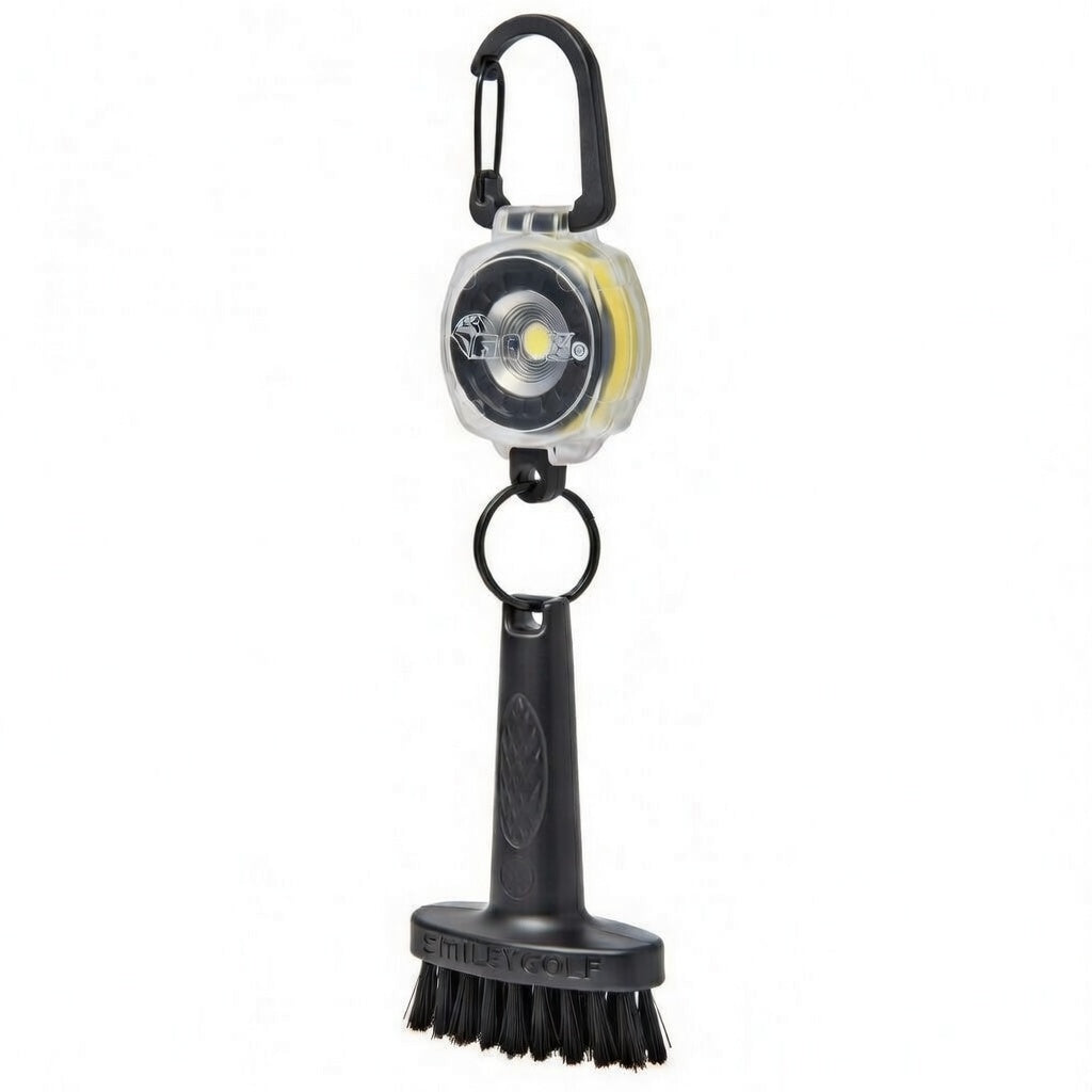 MINI GOLF BRUSH with CLEAR KEY-BACK© SIDEKICK BELT CLIP