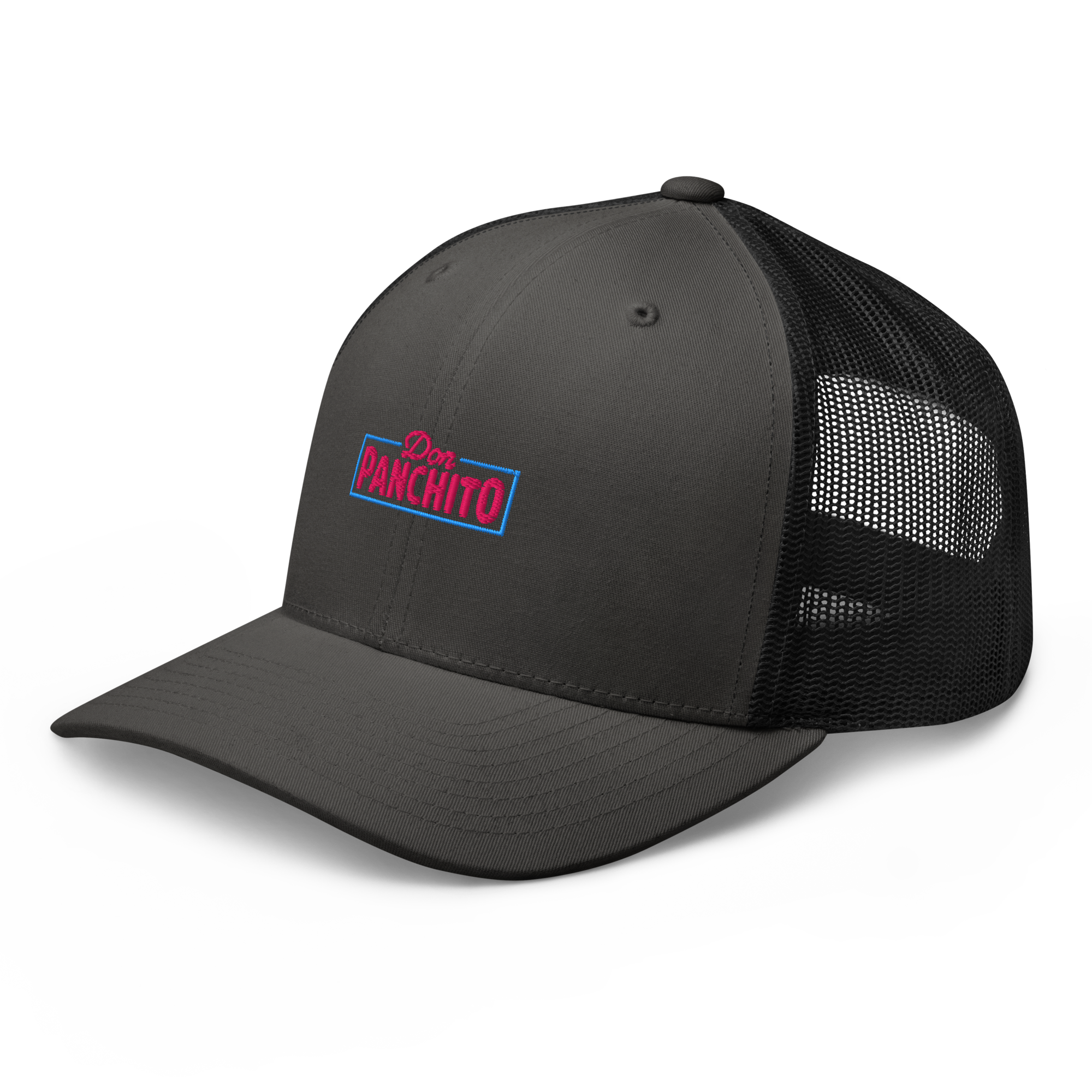 CLASSIC NEON RECTANGLE on trucker hat - Dark Heather Gray