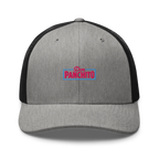 CLASSIC NEON RECTANGLE on trucker hat - Heather Grey/White