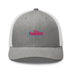 CLASSIC NEON RECTANGLE on trucker hat - Heather Grey/White