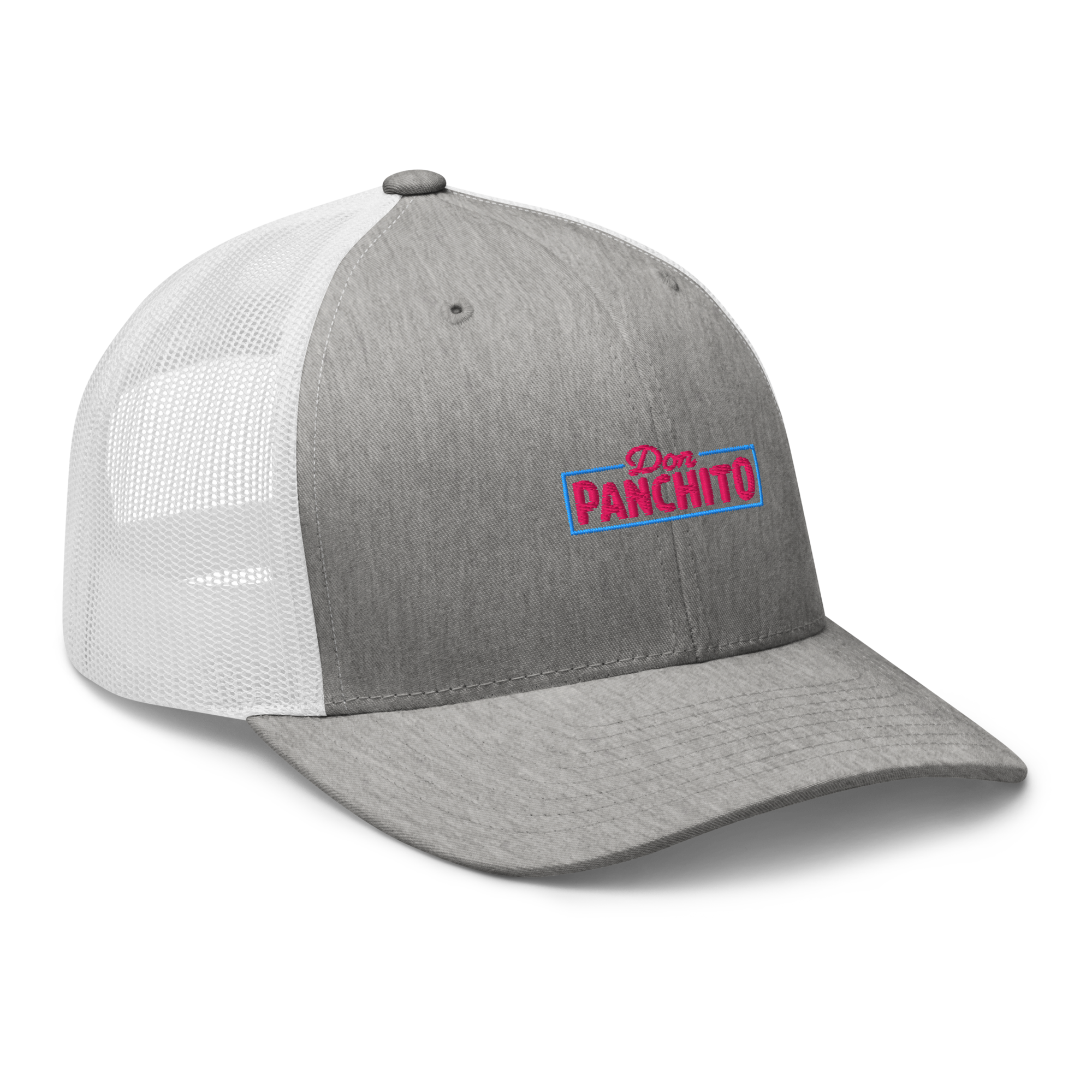 CLASSIC NEON RECTANGLE on trucker hat - Heather Grey/White