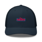 CLASSIC NEON RECTANGLE on trucker hat - Dark Heather Gray