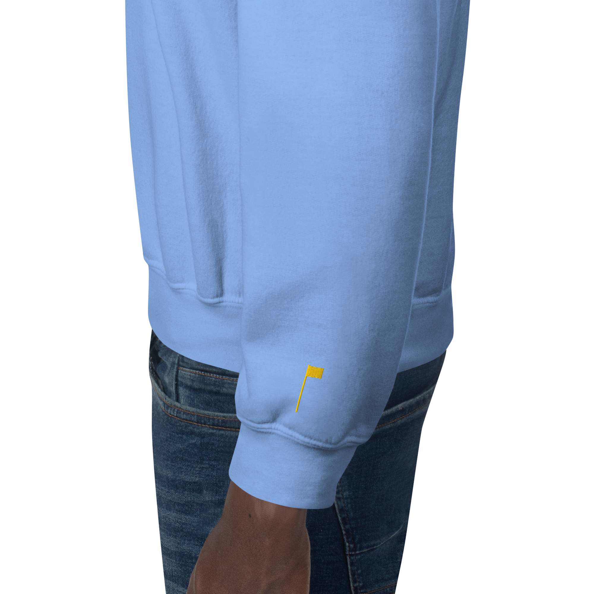 GOLF ARCH ON CHEST + YELLOW FLAG ON LEFT WRIST on unisex sweatshirt - Gold