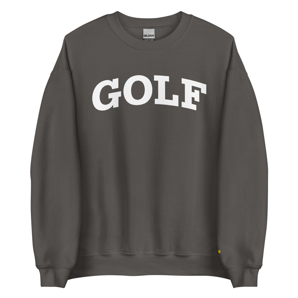 GOLF ARCH ON CHEST + YELLOW FLAG ON LEFT WRIST on unisex sweatshirt - Dark Chocolate