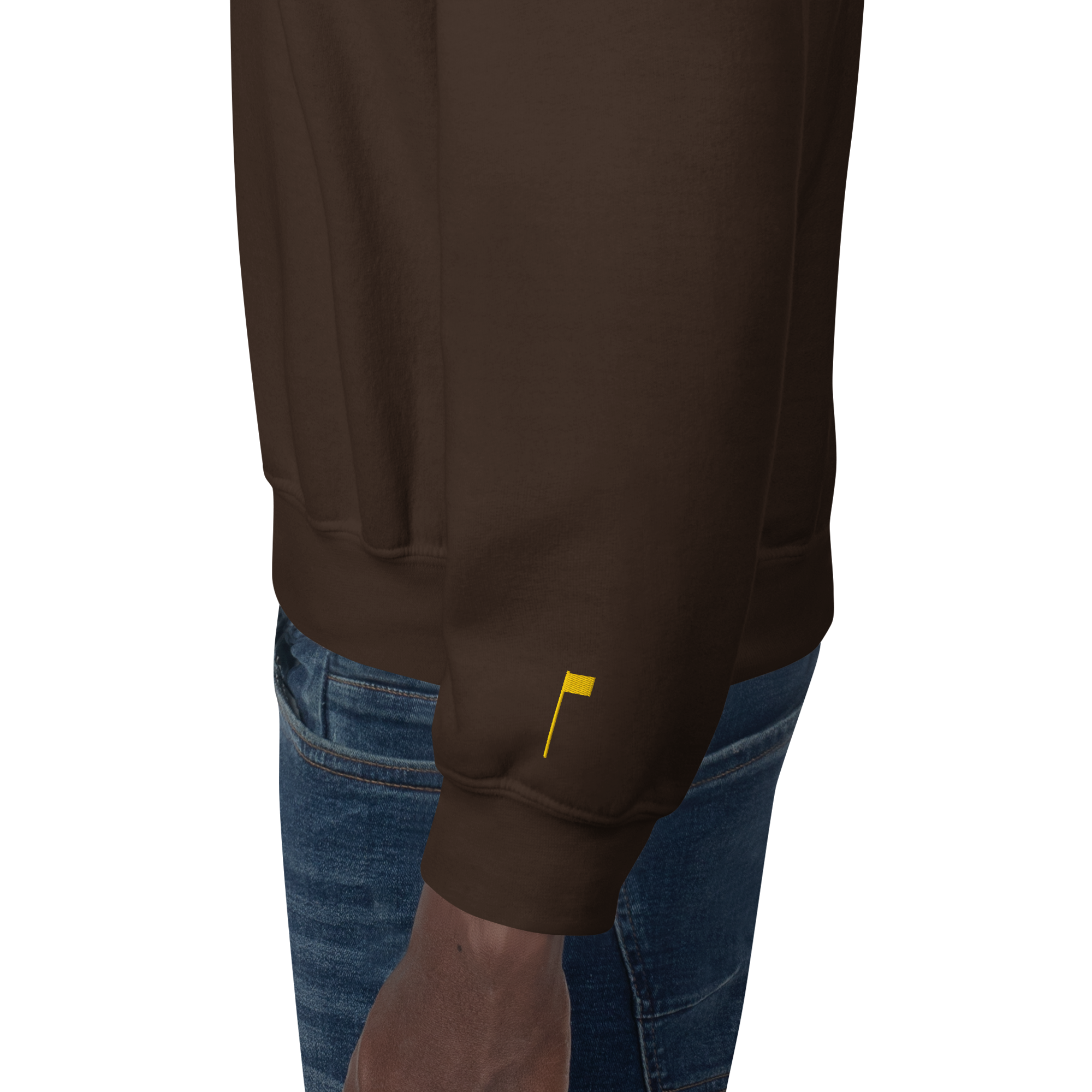 GOLF ARCH ON CHEST + YELLOW FLAG ON LEFT WRIST on unisex sweatshirt - Charcoal
