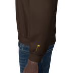 GOLF ARCH ON CHEST + YELLOW FLAG ON LEFT WRIST on unisex sweatshirt - Dark Chocolate