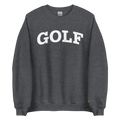 GOLF ARCH ON CHEST + YELLOW FLAG ON LEFT WRIST on unisex sweatshirt - Dark Heather