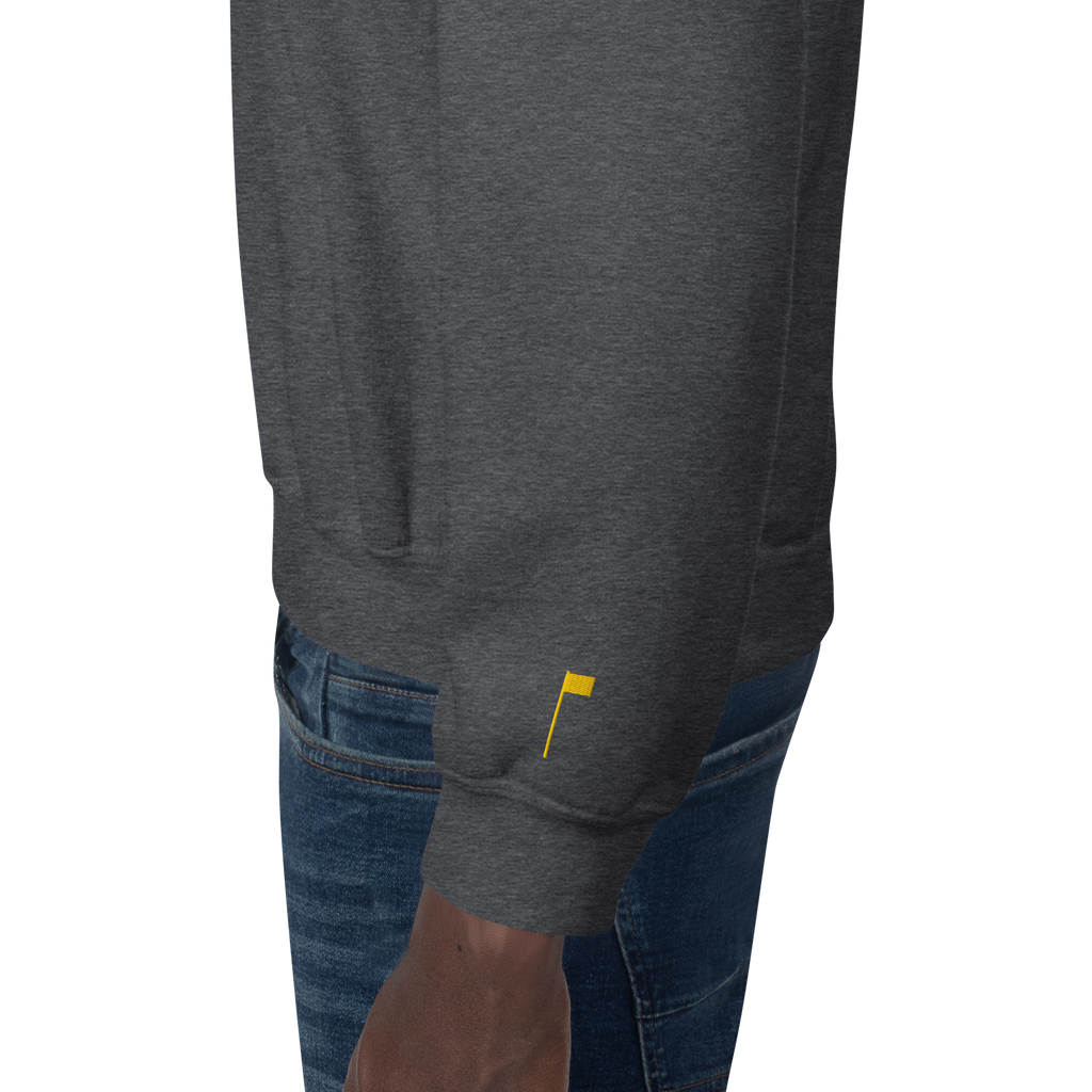 GOLF ARCH ON CHEST + YELLOW FLAG ON LEFT WRIST on unisex sweatshirt - Navy