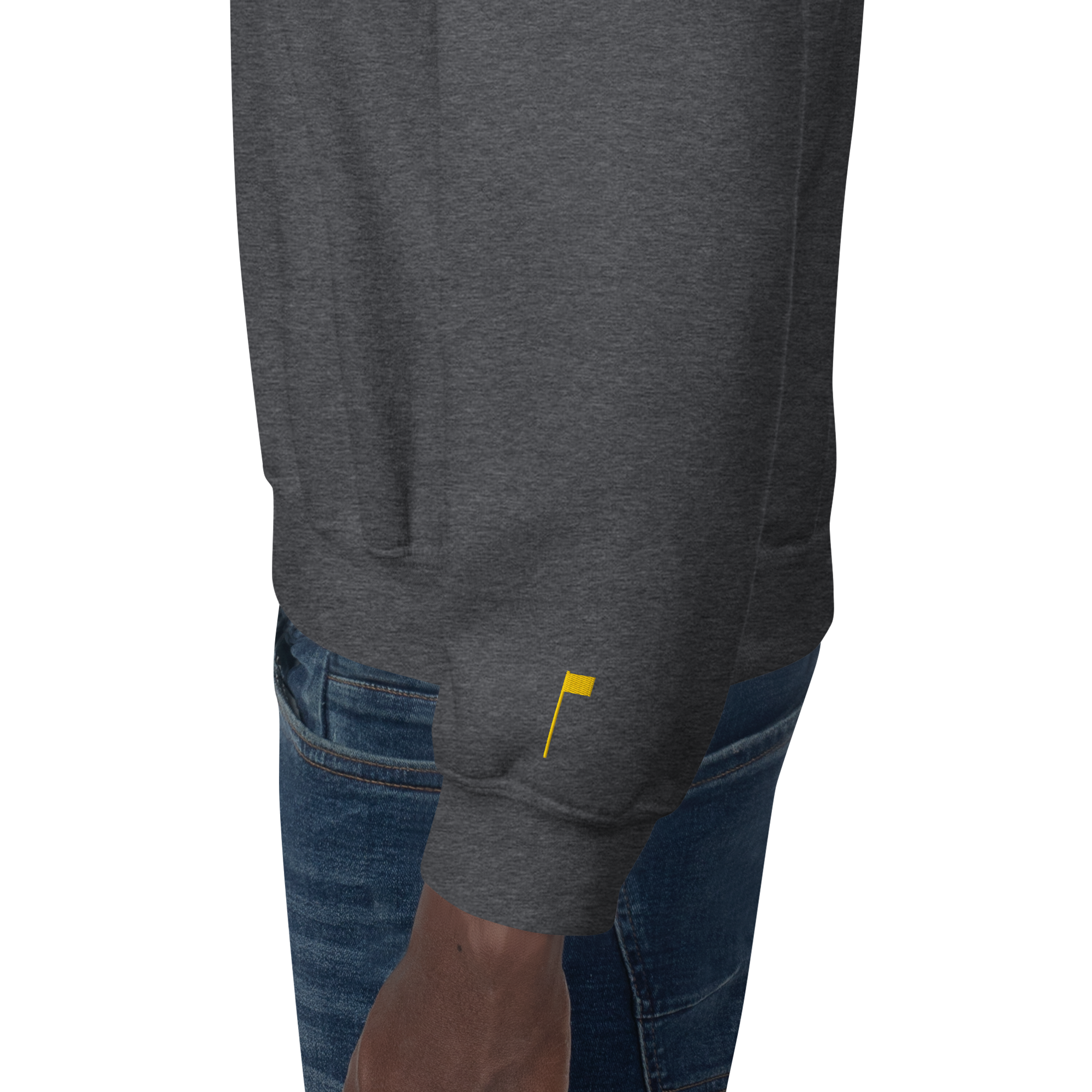 GOLF ARCH ON CHEST + YELLOW FLAG ON LEFT WRIST on unisex sweatshirt - Navy