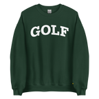 GOLF ARCH ON CHEST + YELLOW FLAG ON LEFT WRIST on unisex sweatshirt - Dark Chocolate