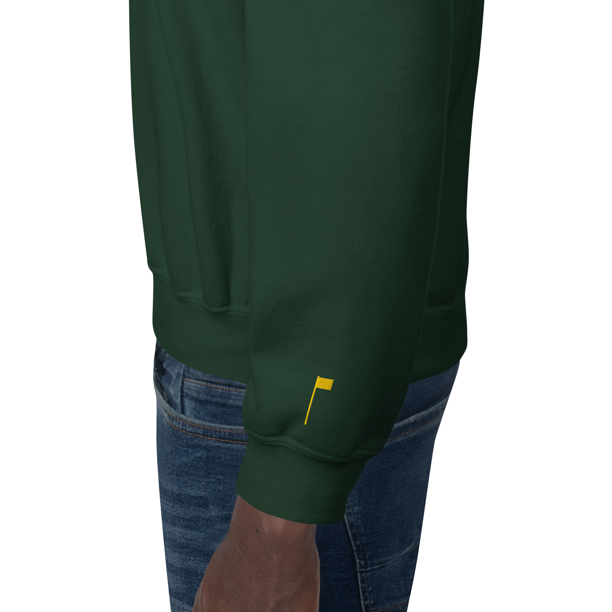 GOLF ARCH ON CHEST + YELLOW FLAG ON LEFT WRIST on unisex sweatshirt - Dark Chocolate