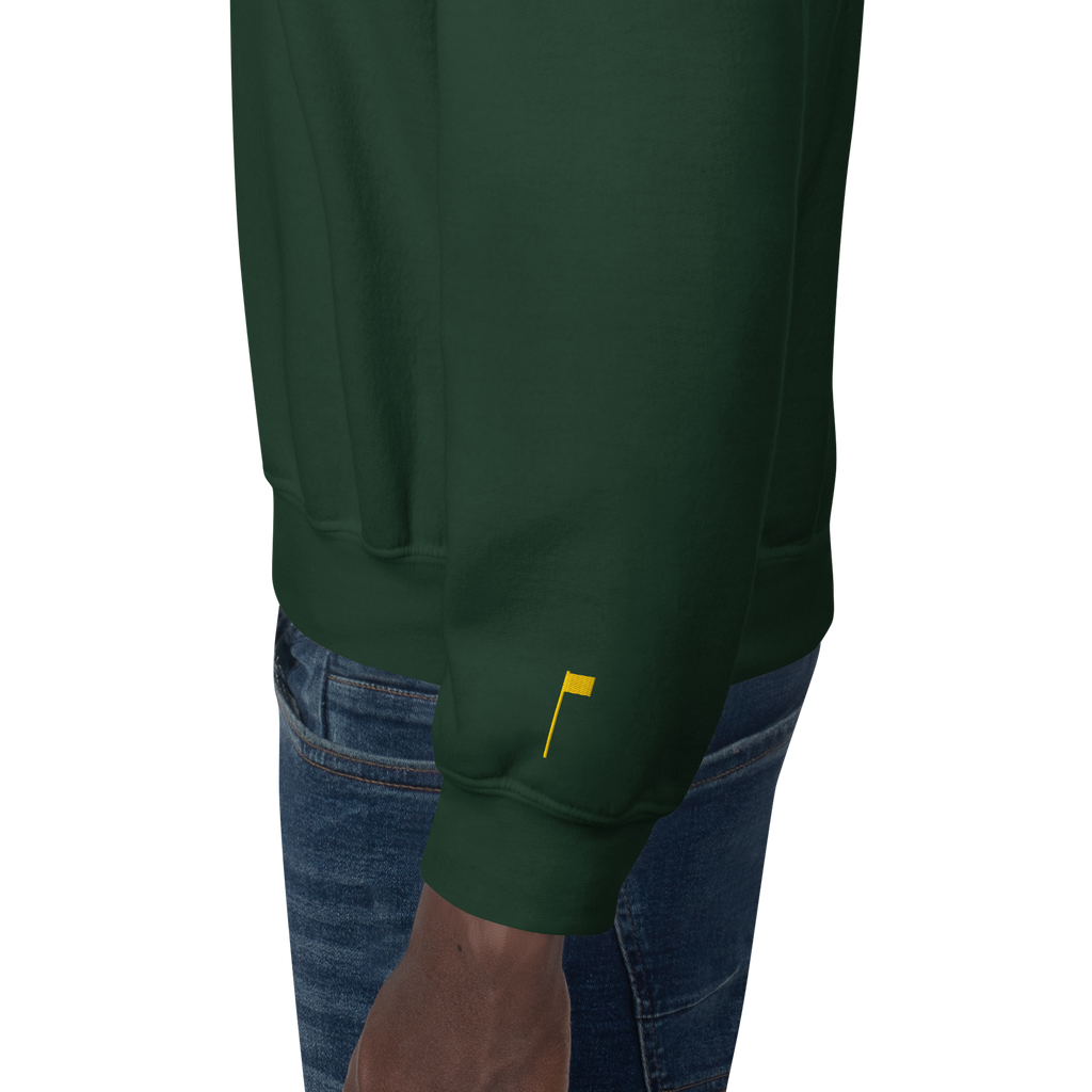 GOLF ARCH ON CHEST + YELLOW FLAG ON LEFT WRIST on unisex sweatshirt - Navy