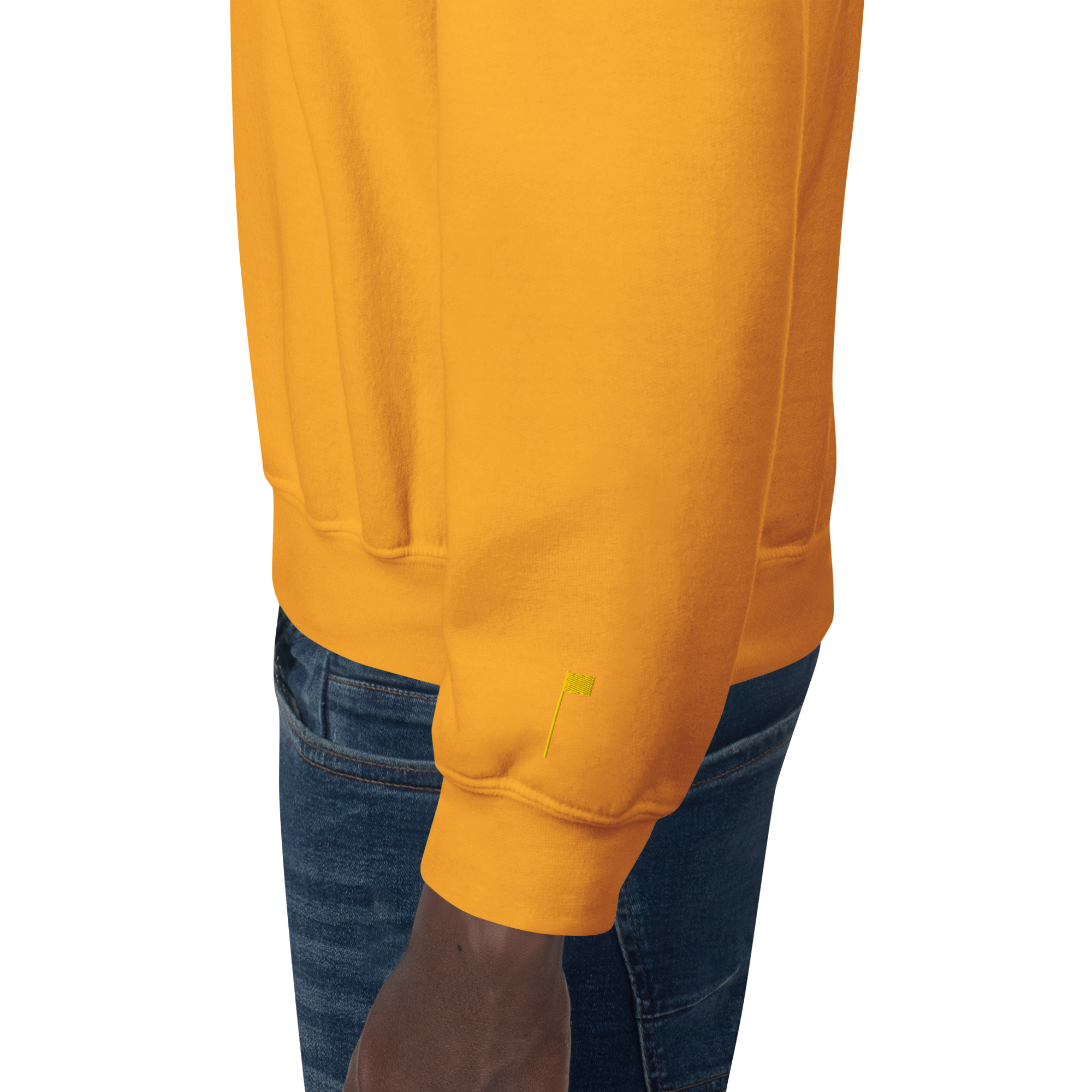 GOLF ARCH ON CHEST + YELLOW FLAG ON LEFT WRIST on unisex sweatshirt - Graphite Heather
