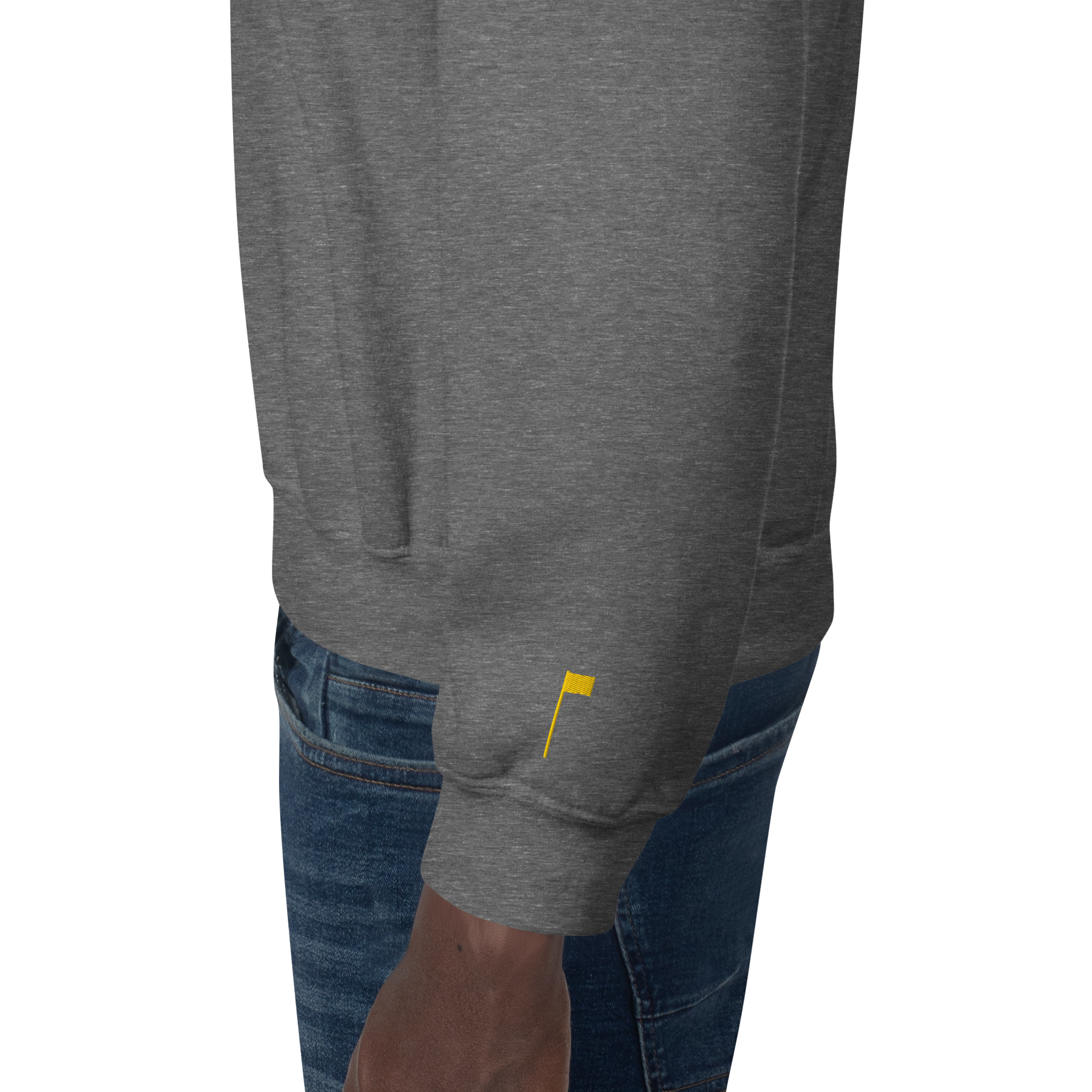 GOLF ARCH ON CHEST + YELLOW FLAG ON LEFT WRIST on unisex sweatshirt - Sand