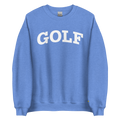 GOLF ARCH ON CHEST + YELLOW FLAG ON LEFT WRIST on unisex sweatshirt - Heather Deep Royal