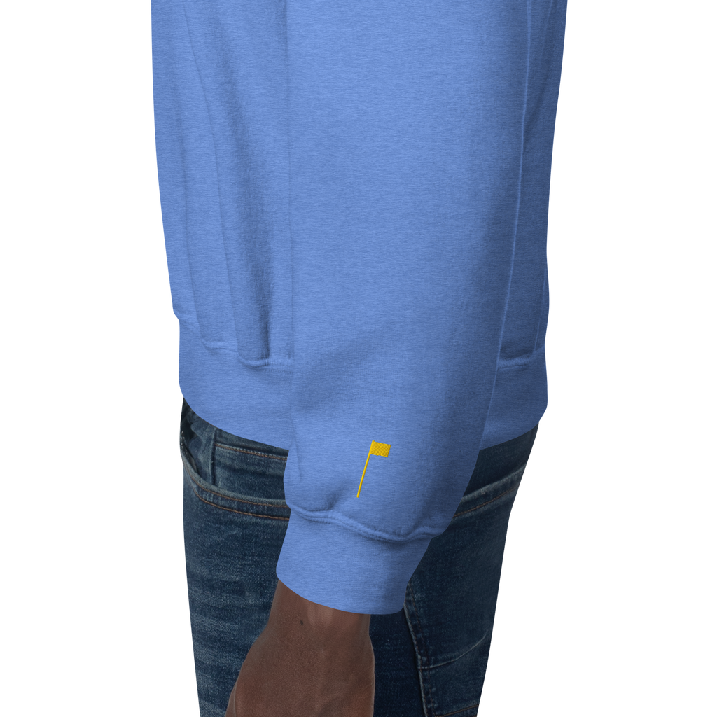 GOLF ARCH ON CHEST + YELLOW FLAG ON LEFT WRIST on unisex sweatshirt - Sand