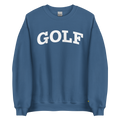 GOLF ARCH ON CHEST + YELLOW FLAG ON LEFT WRIST on unisex sweatshirt - Indigo Blue