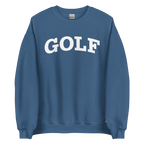 GOLF ARCH ON CHEST + YELLOW FLAG ON LEFT WRIST on unisex sweatshirt - Royal
