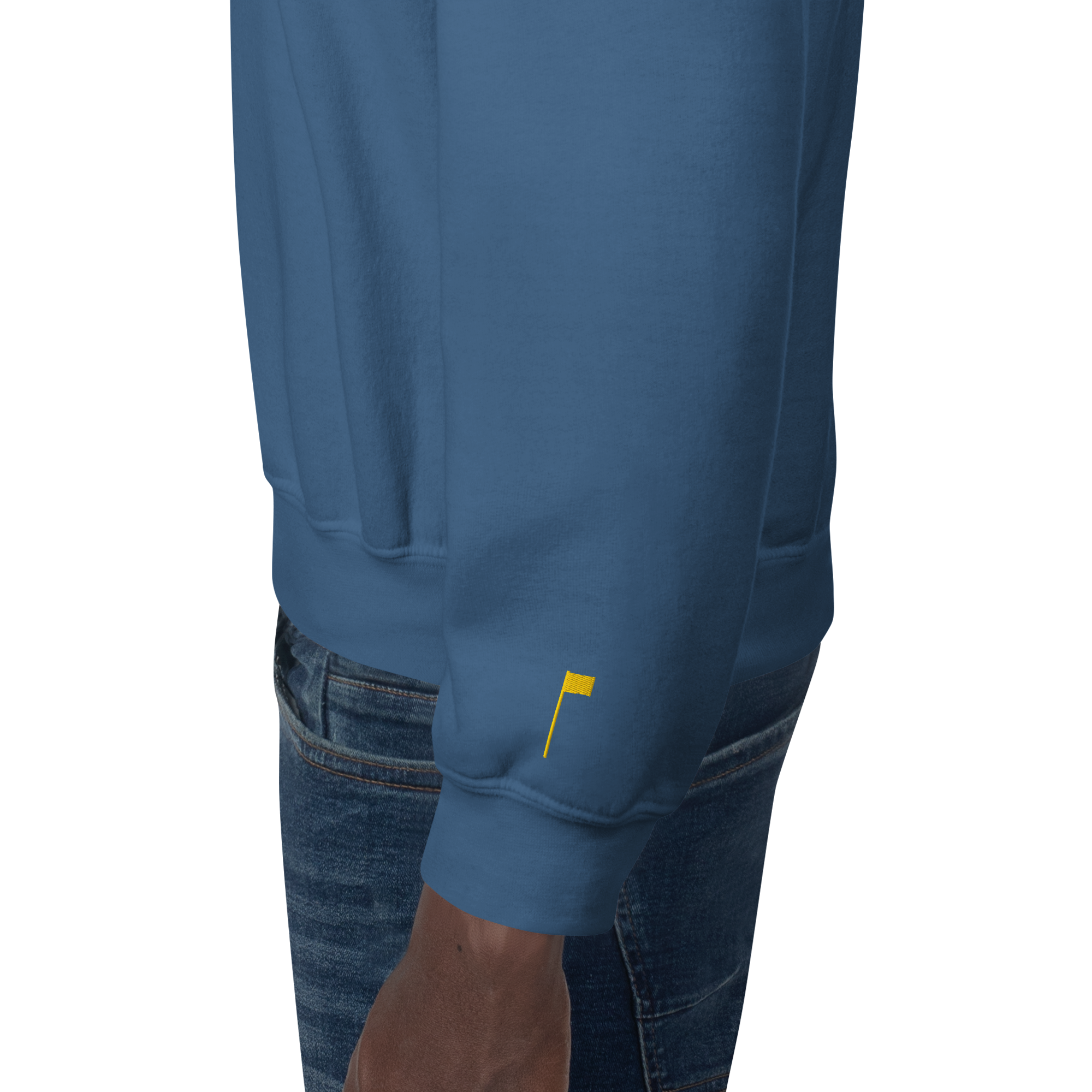 GOLF ARCH ON CHEST + YELLOW FLAG ON LEFT WRIST on unisex sweatshirt - Heliconia