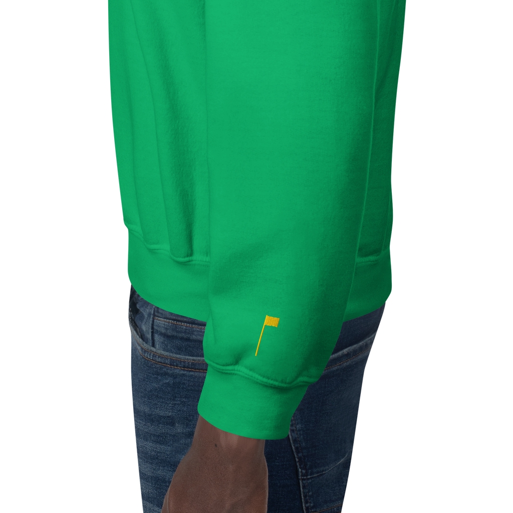 GOLF ARCH ON CHEST + YELLOW FLAG ON LEFT WRIST on unisex sweatshirt - Royal