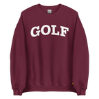 GOLF ARCH ON CHEST + YELLOW FLAG ON LEFT WRIST on unisex sweatshirt - Maroon