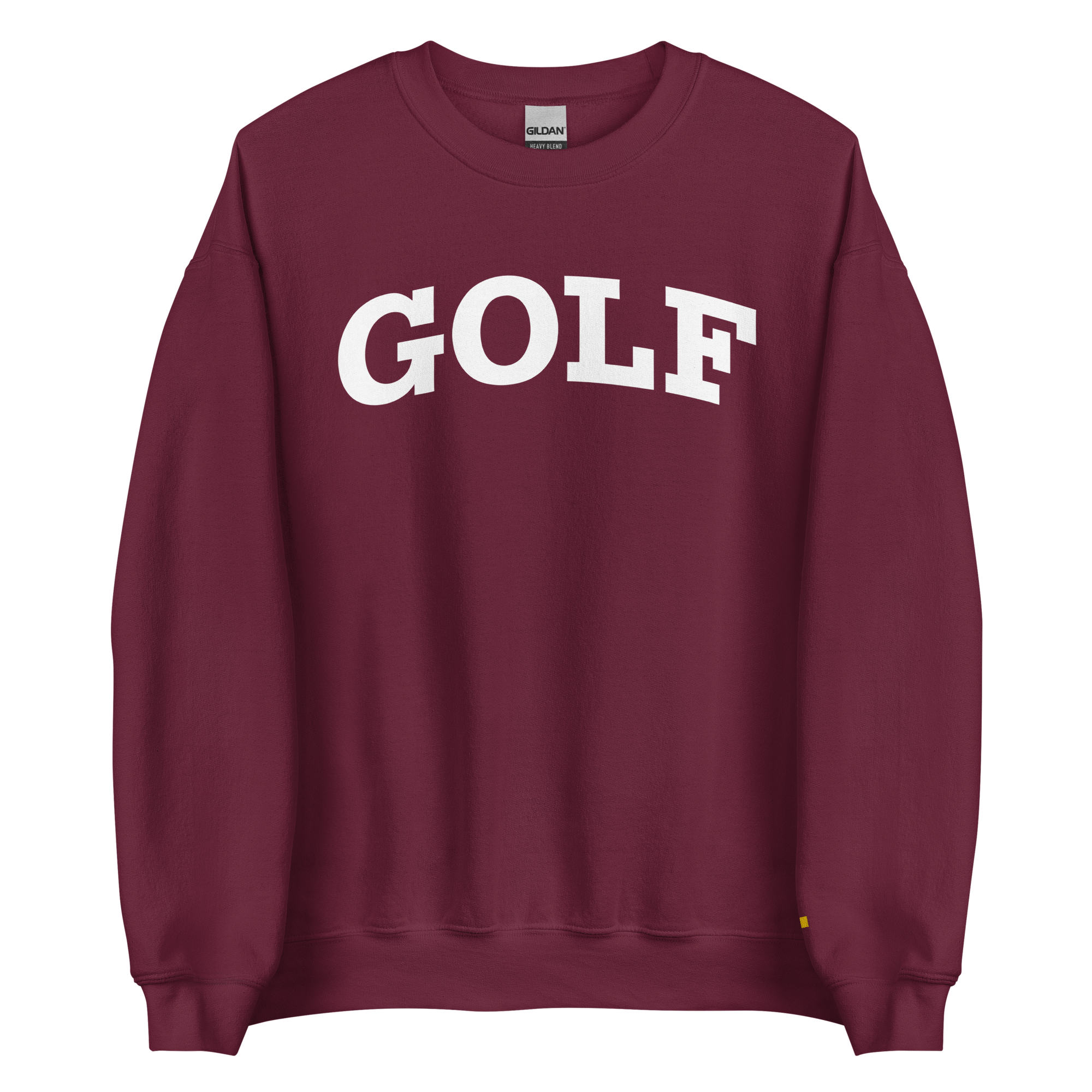 GOLF ARCH ON CHEST + YELLOW FLAG ON LEFT WRIST on unisex sweatshirt - Maroon