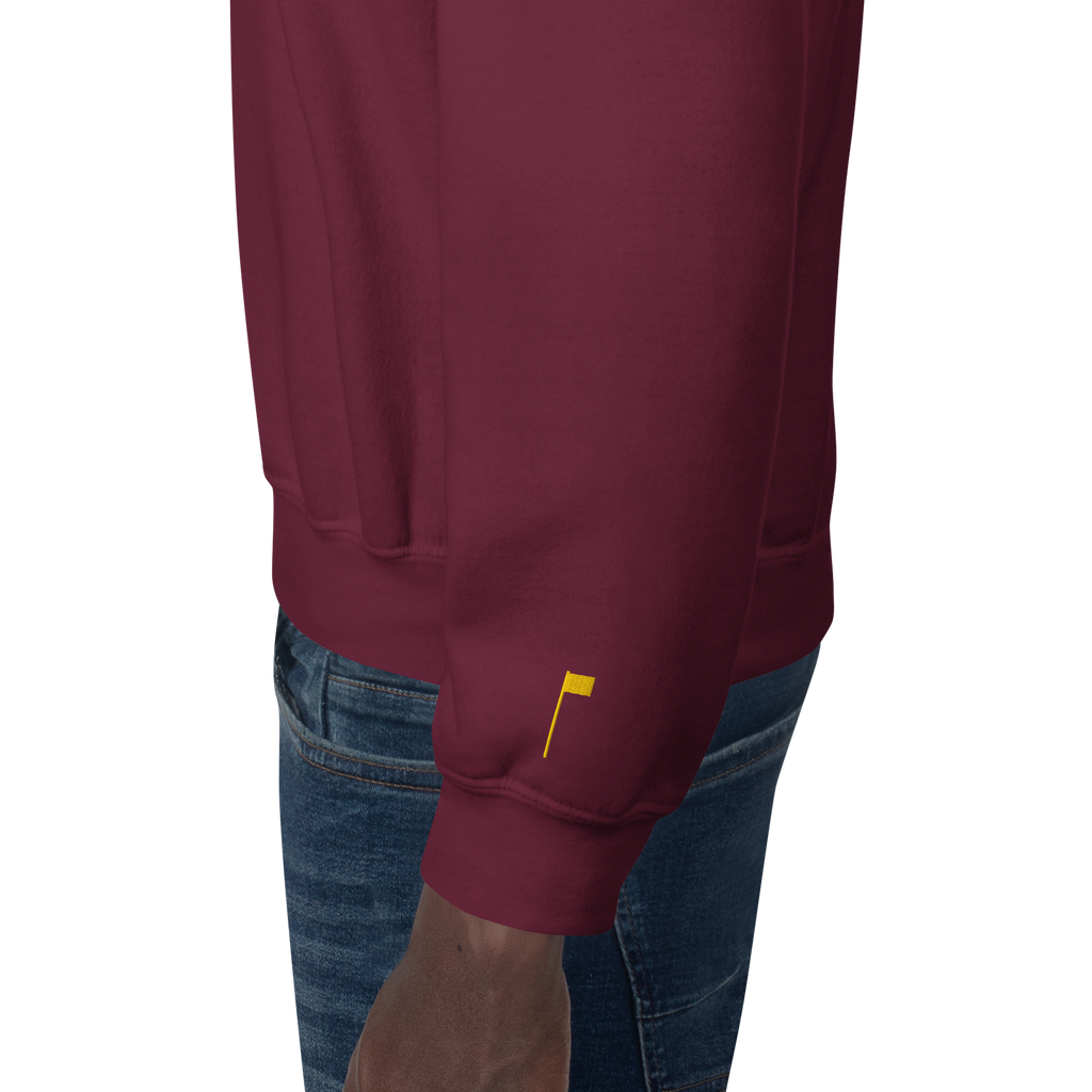 GOLF ARCH ON CHEST + YELLOW FLAG ON LEFT WRIST on unisex sweatshirt - Navy