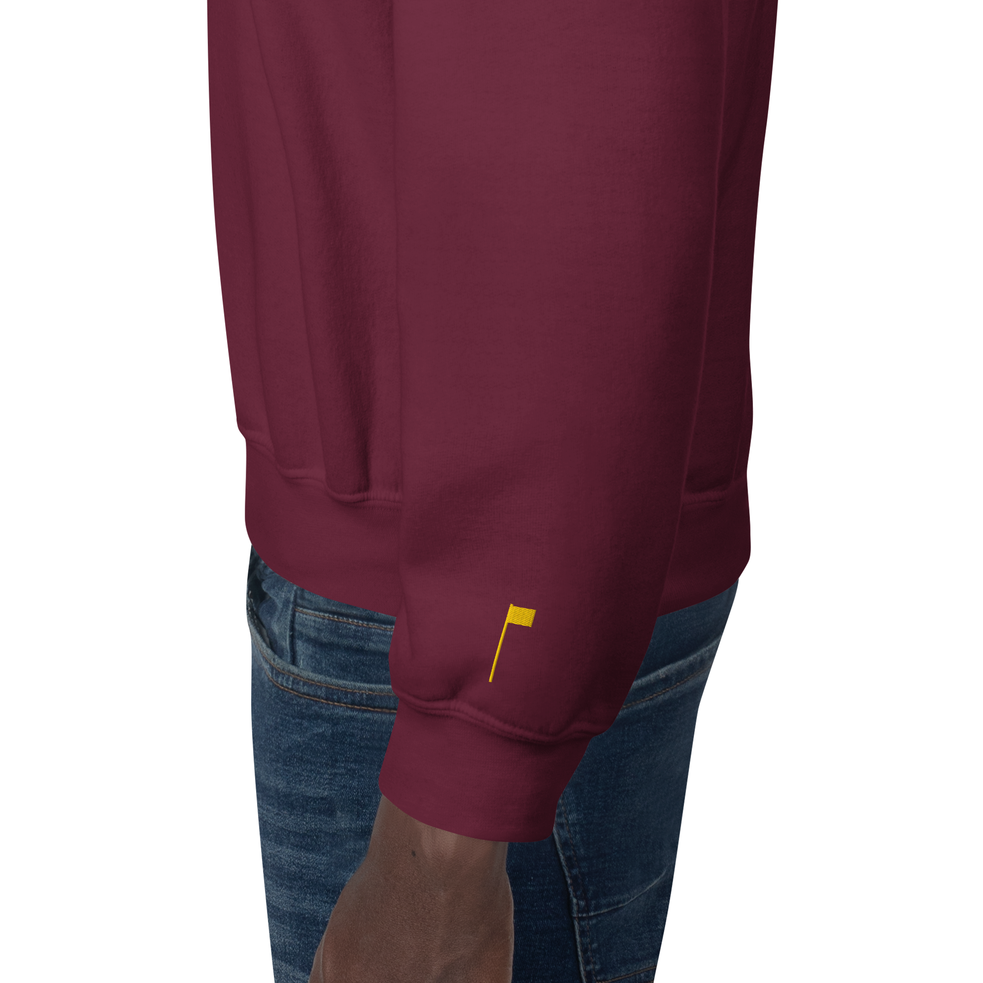 GOLF ARCH ON CHEST + YELLOW FLAG ON LEFT WRIST on unisex sweatshirt - Navy