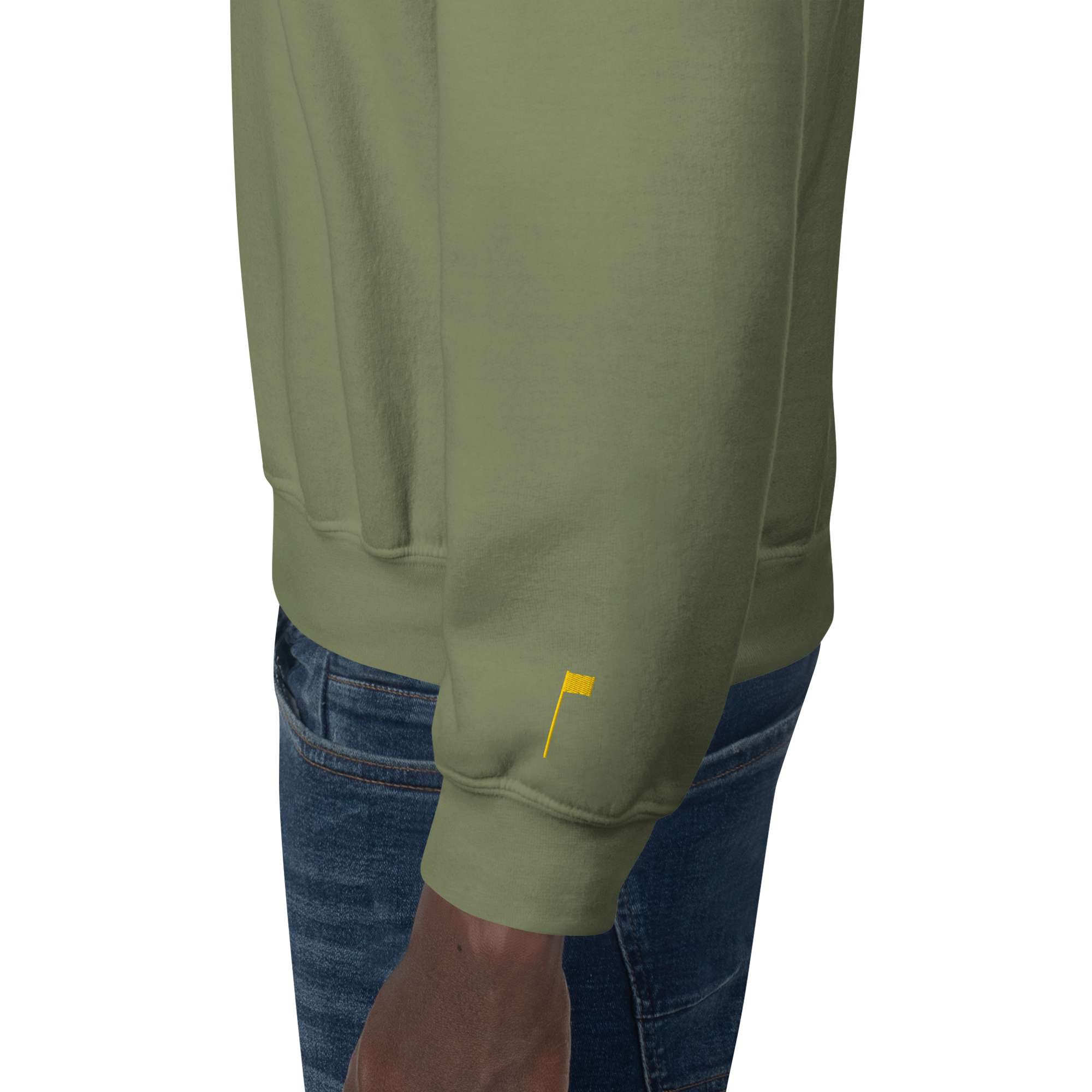 GOLF ARCH ON CHEST + YELLOW FLAG ON LEFT WRIST on unisex sweatshirt - Sport Grey
