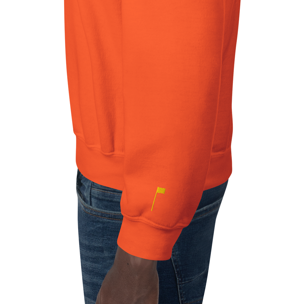 GOLF ARCH ON CHEST + YELLOW FLAG ON LEFT WRIST on unisex sweatshirt - Royal