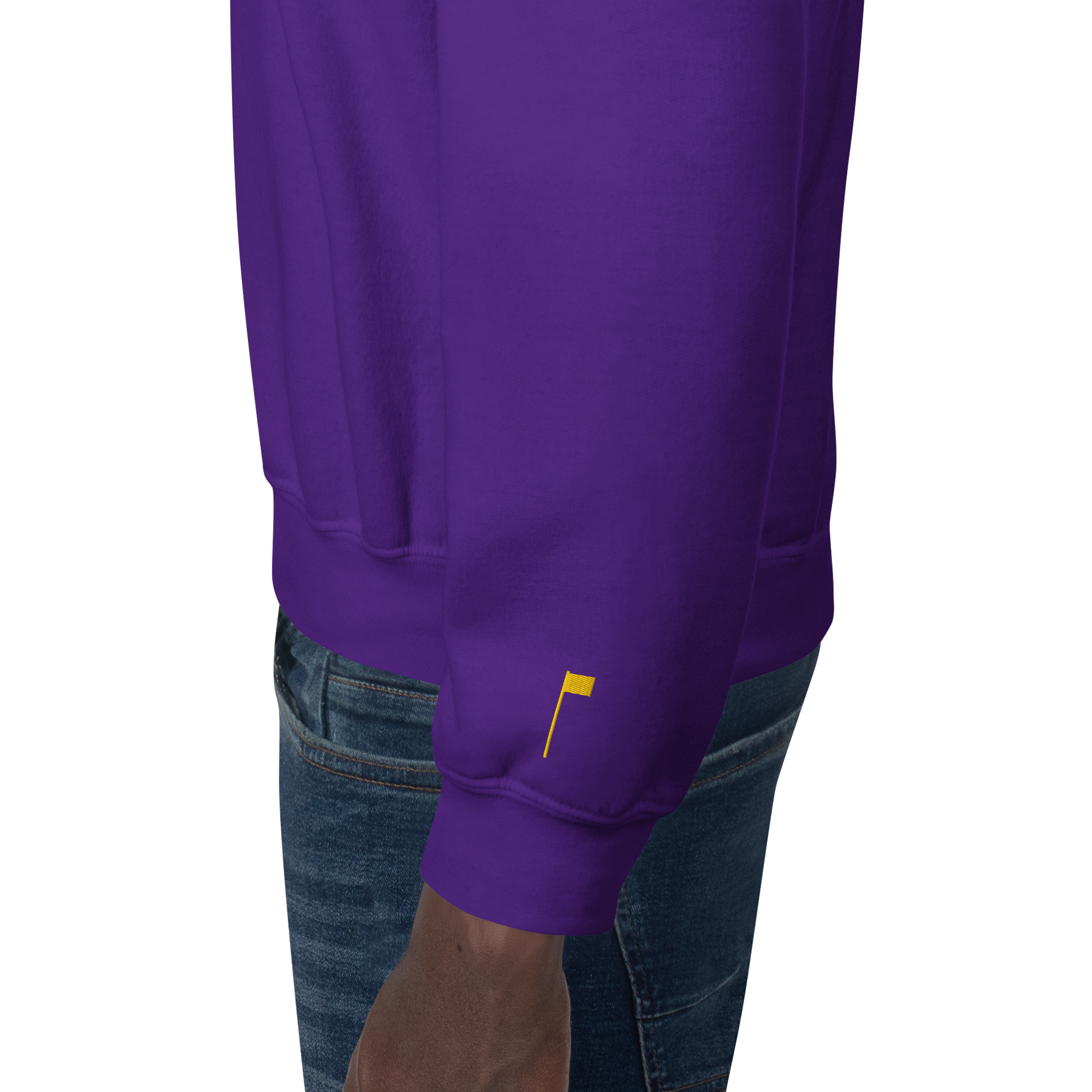 GOLF ARCH ON CHEST + YELLOW FLAG ON LEFT WRIST on unisex sweatshirt - Navy