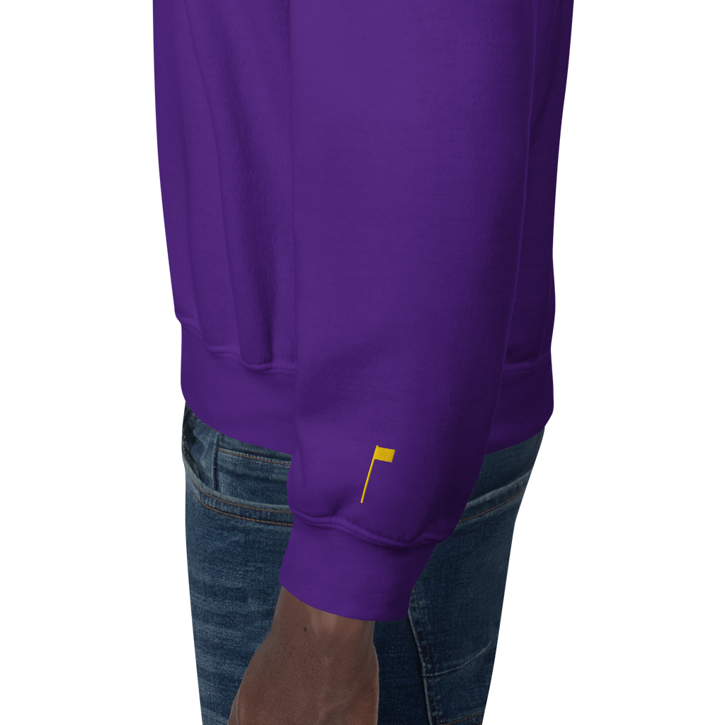 GOLF ARCH ON CHEST + YELLOW FLAG ON LEFT WRIST on unisex sweatshirt - Maroon