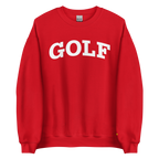 GOLF ARCH ON CHEST + YELLOW FLAG ON LEFT WRIST on unisex sweatshirt - Dark Chocolate
