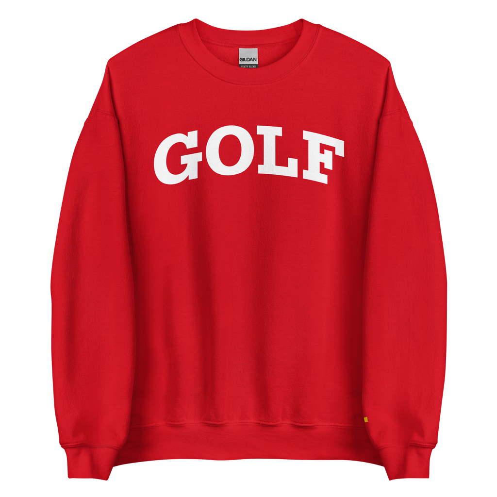 GOLF ARCH ON CHEST + YELLOW FLAG ON LEFT WRIST on unisex sweatshirt - Maroon