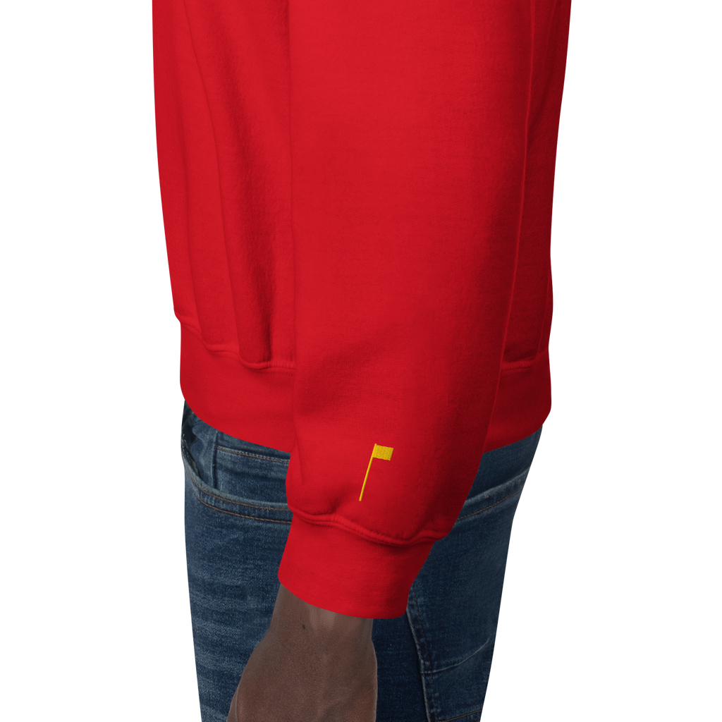 GOLF ARCH ON CHEST + YELLOW FLAG ON LEFT WRIST on unisex sweatshirt - Forest Green