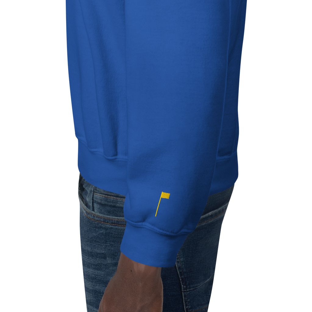 GOLF ARCH ON CHEST + YELLOW FLAG ON LEFT WRIST on unisex sweatshirt - Orange