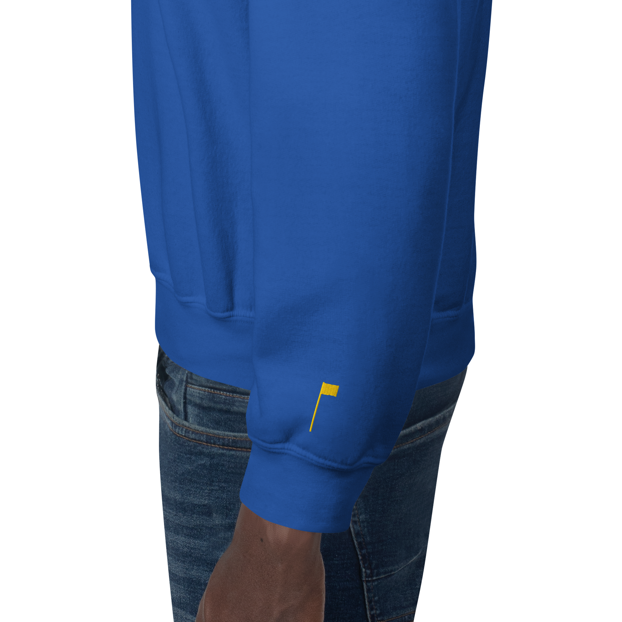 GOLF ARCH ON CHEST + YELLOW FLAG ON LEFT WRIST on unisex sweatshirt - Orange