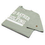 'I'D RATHER BE GOLFING' VARSITY + ICON + SMILEY GOLF on unisex t-shirts - Navy