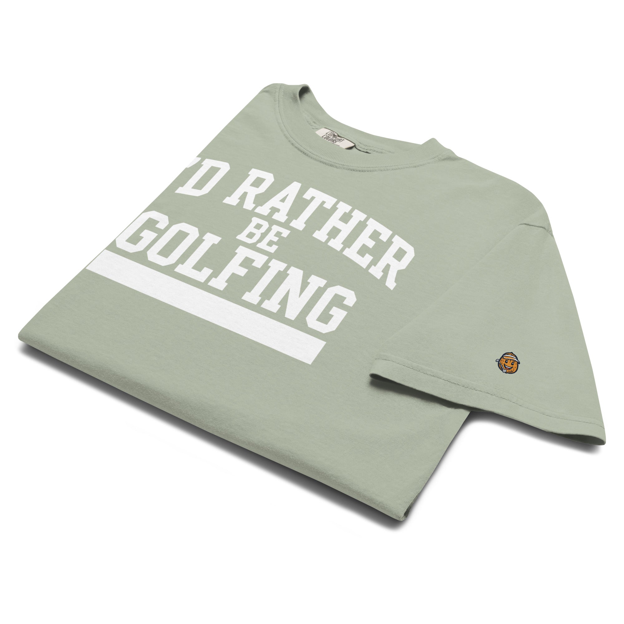 'I'D RATHER BE GOLFING' VARSITY + ICON + SMILEY GOLF on unisex t-shirts - Granite