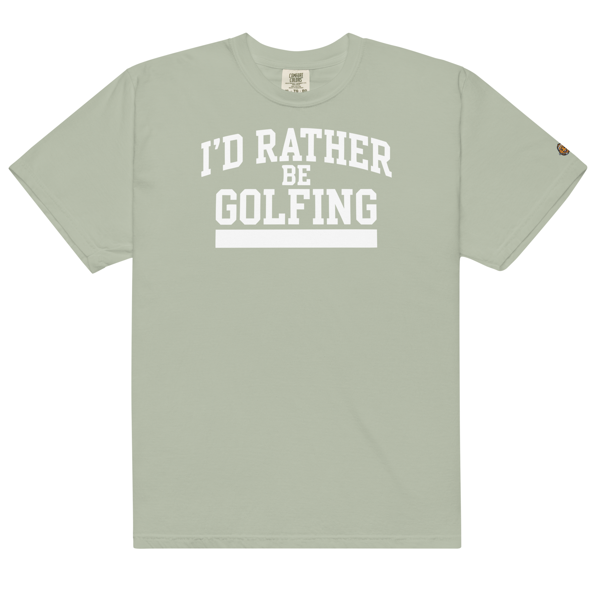 'I'D RATHER BE GOLFING' VARSITY + ICON + SMILEY GOLF on unisex t-shirts - Granite
