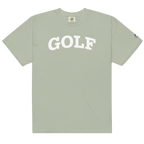 GOLF + ICON & WHITE RECTANGLE LABEL on heavyweight t-shirt