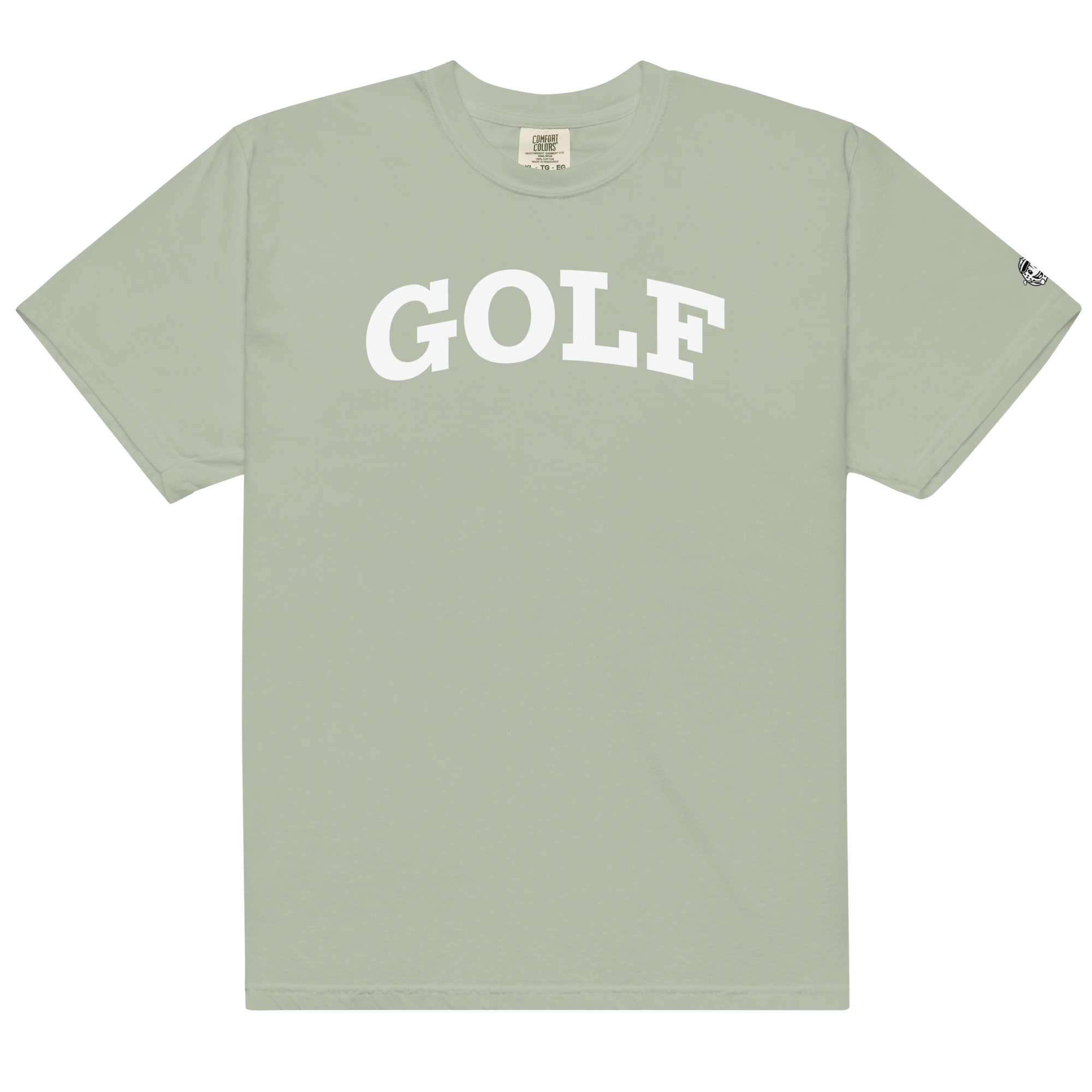 GOLF + ICON & WHITE RECTANGLE LABEL on heavyweight t-shirt