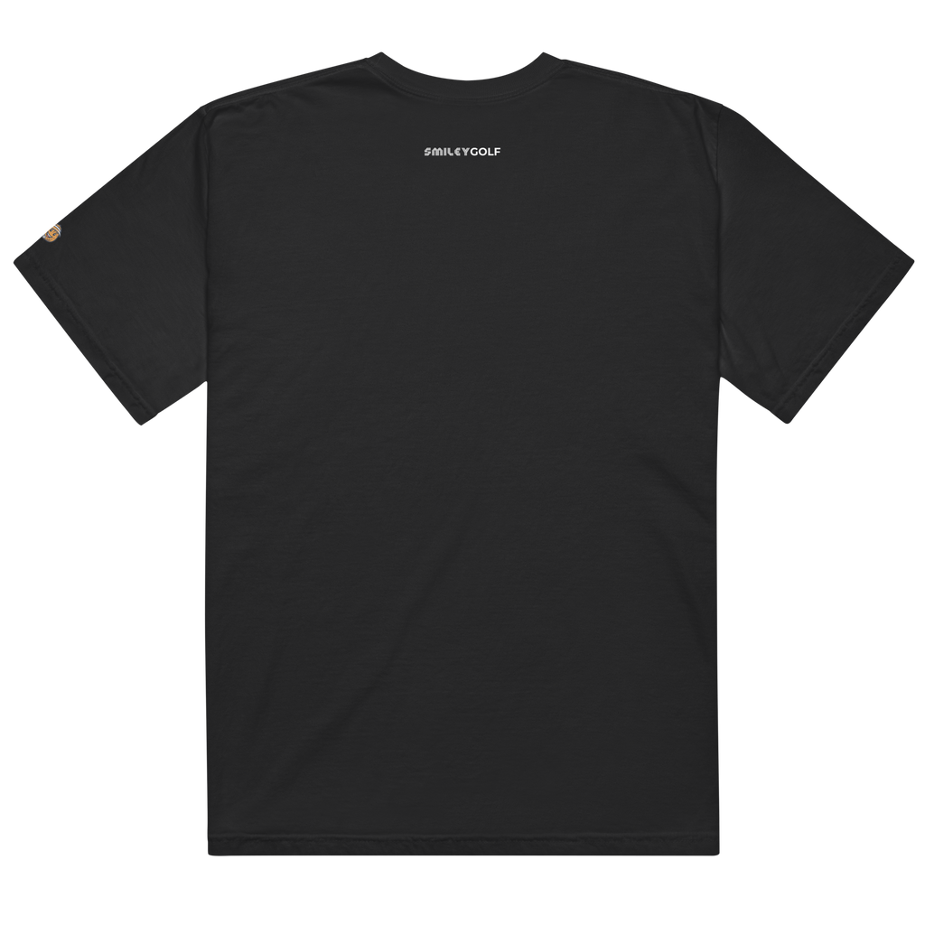 'I'D RATHER BE GOLFING' VARSITY + ICON + SMILEY GOLF on unisex t-shirts - Black