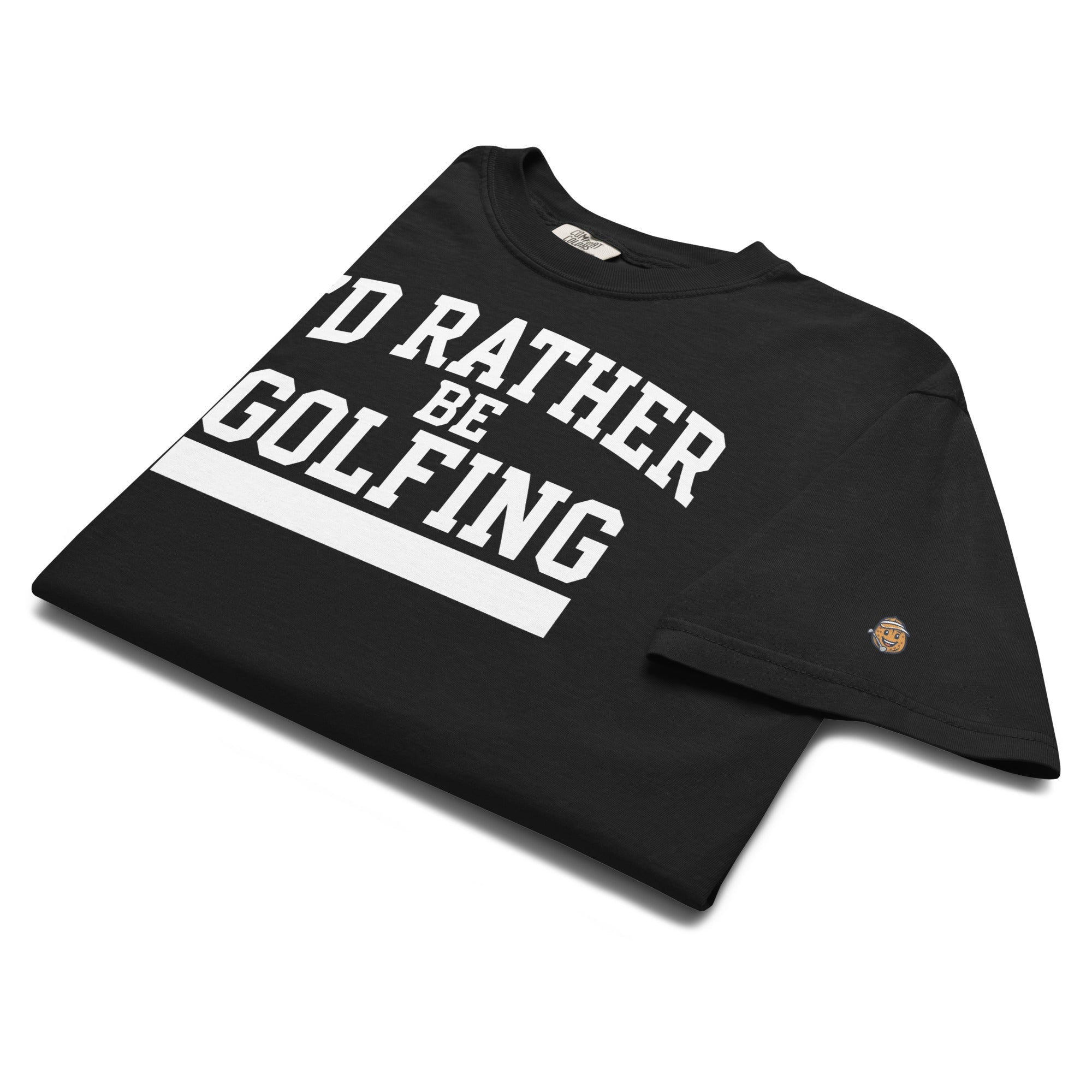 'I'D RATHER BE GOLFING' VARSITY + ICON + SMILEY GOLF on unisex t-shirts - Granite