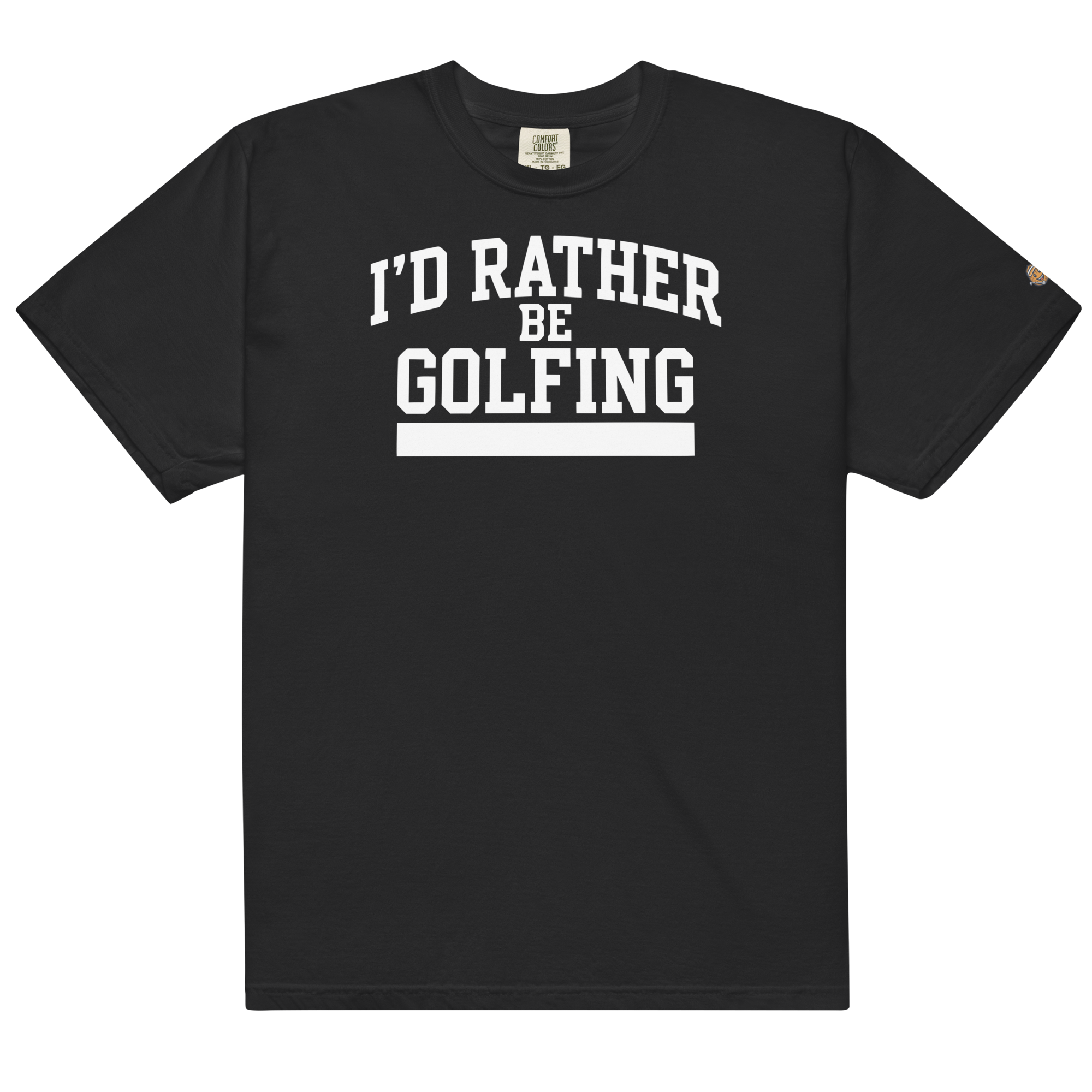 'I'D RATHER BE GOLFING' VARSITY + ICON + SMILEY GOLF on unisex t-shirts - Graphite